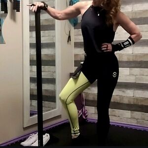 Virus Black and Bright Yellow Womens Compression Leggings